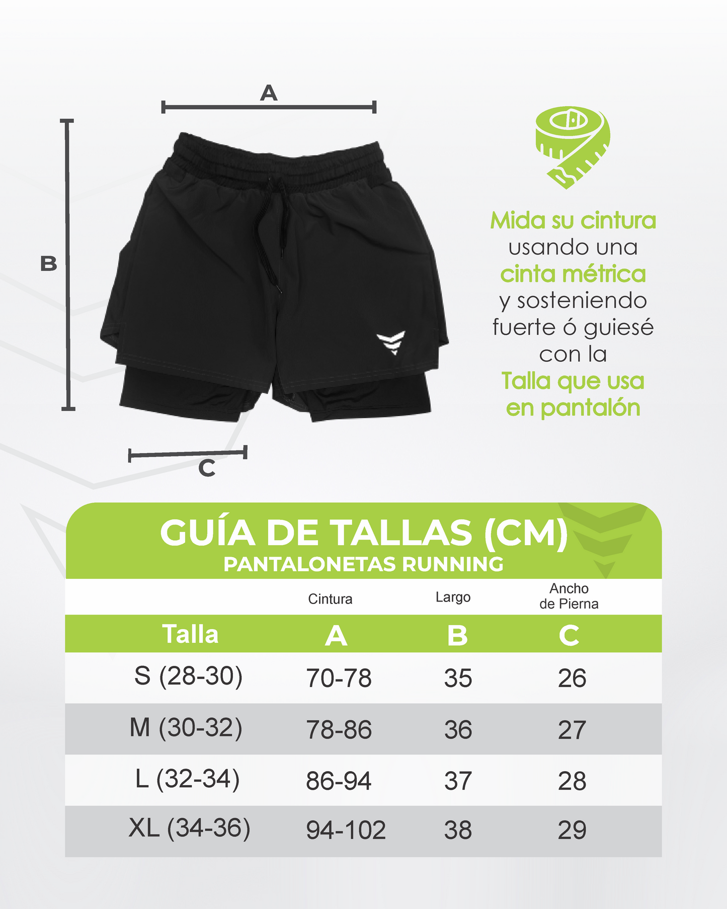 Pantaloneta running (pistacho)