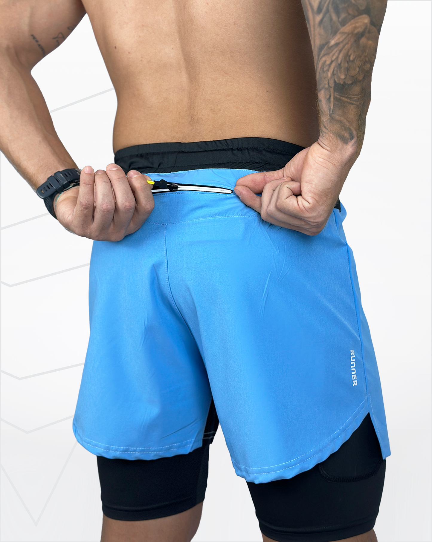 Pantaloneta running (celeste)