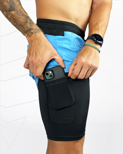 Pantaloneta running (celeste)