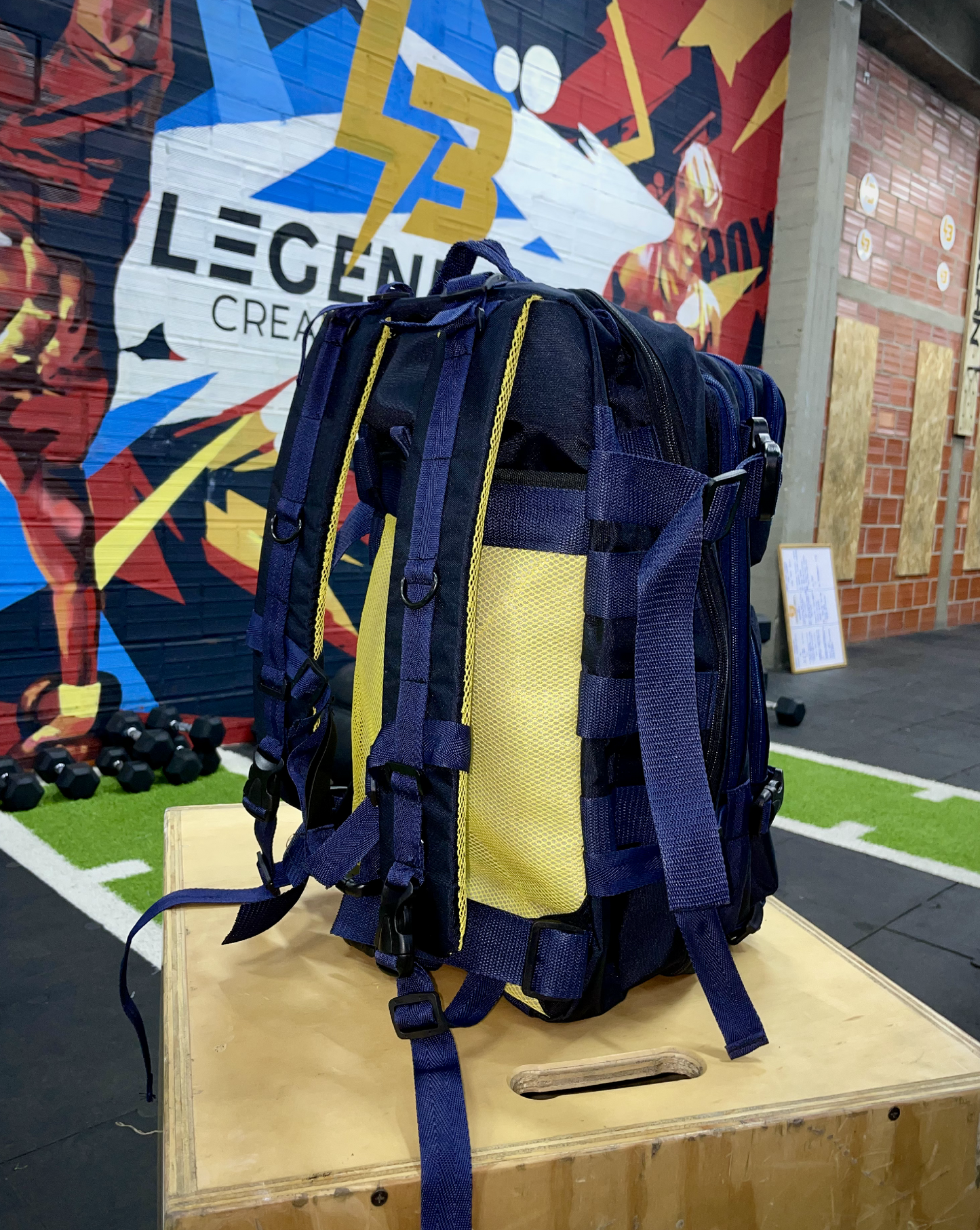 Morral táctico 45lt. (azul, amarillo)